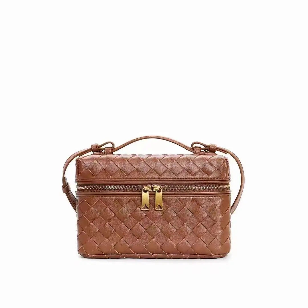 2025 New Genuine Leather Woven Handbag Elegance Handmade Woven Crossbody Bag Women's High-End Single Shoulder Bag