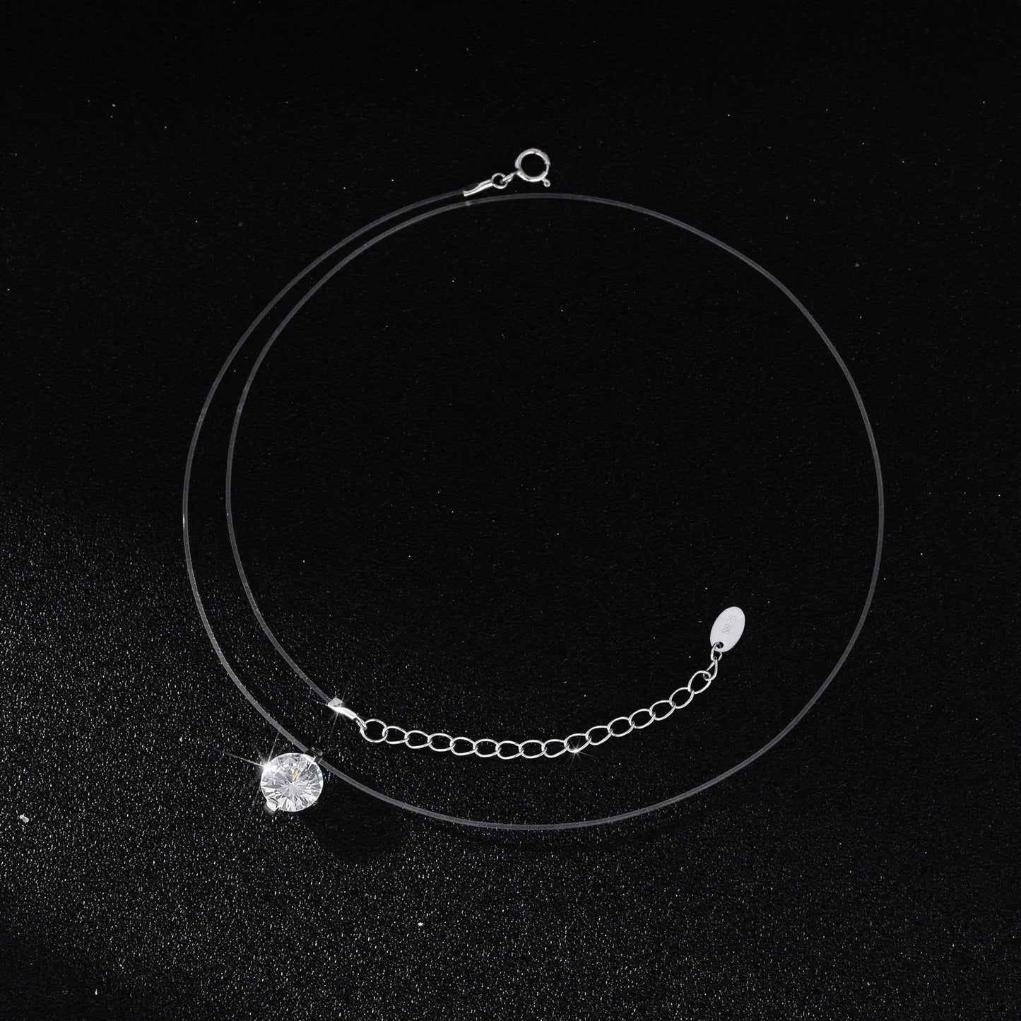 Hot Sale S925 Sterling Silver Mermaid Tears Moissanite Pendant Invisible Fish Line Necklace Charms