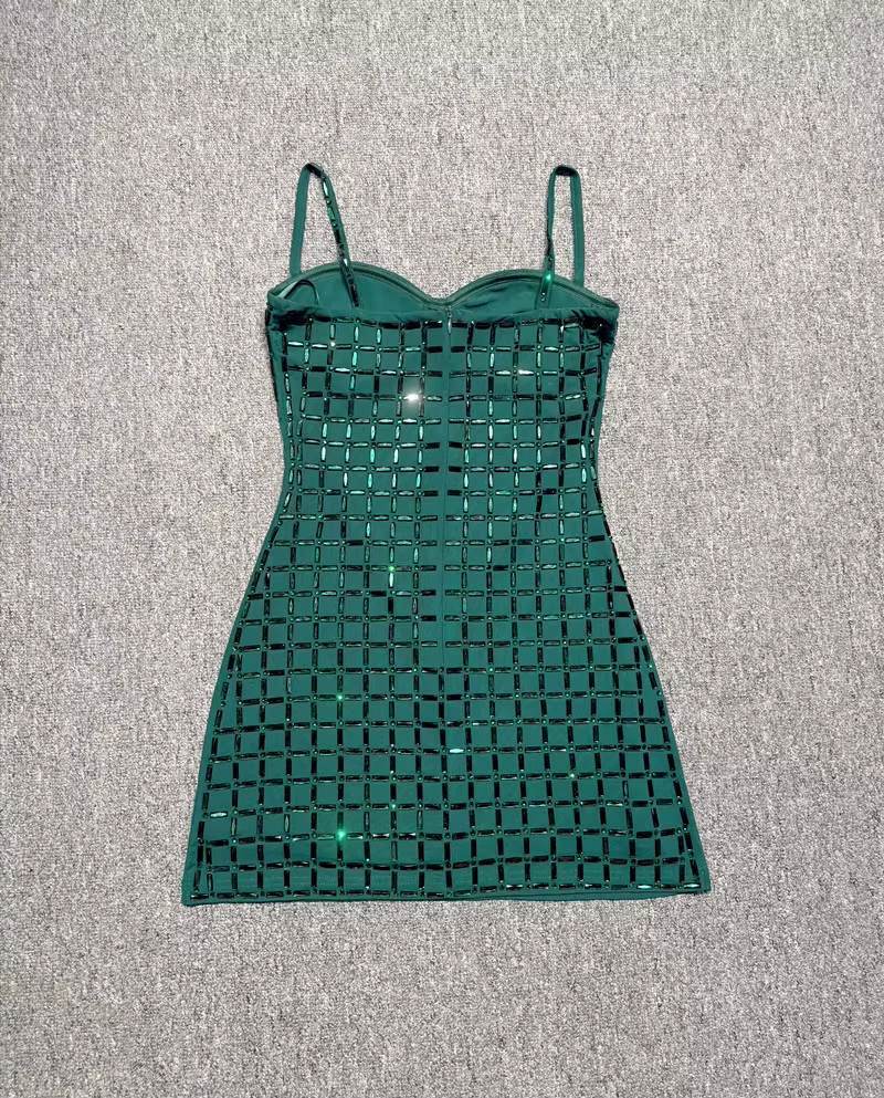 Luxury Rhinestone Grid Strapless Bodycon Mini Bandage Dress Party Club Evening Gala Dinner Black Birthday Dresses