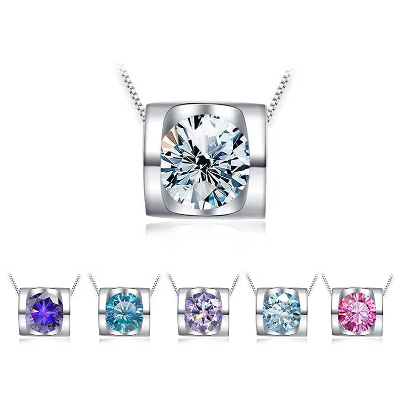 Champion 925 Sterling Silver GRA 1CT D Color Round Cut Moissanite Pendant Necklaces for Women Wedding Jewelry
