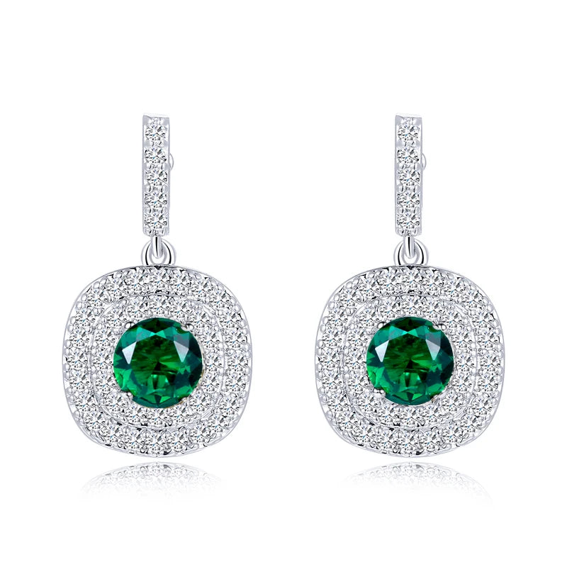 Quality Mirco Paved Full Cubic Zirconia Square Shiny White CZ Stone Dangle Drop Earrings for Women Classic Chic Fashion Jewelry