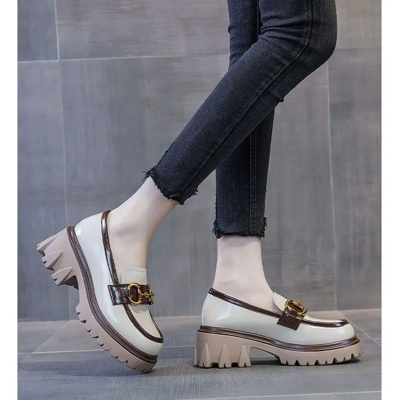 Womens Loafers 2025 New Fashion PU Leather High Pumps Women Shoes Casual High Quality Ladies Loafers