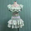 2025 Spring Summer New Lace Two Pieces Sets Off-Shoulder Crop Top + Flounce Hem Skirt Co-ord Set