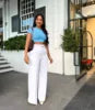 2025 Spring and Autumn Women's Lady High Waist Straight Wide Leg Casual Solid Color Trousers Female Office Pants