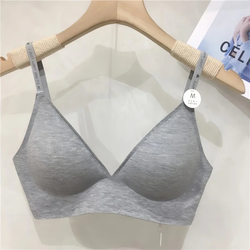 Push Up Bras For Women Non-wire Brassiere Soft Comfy Letter Straps Top Sexy Lingerie U-shaped Back Seamless Underwear Intimates