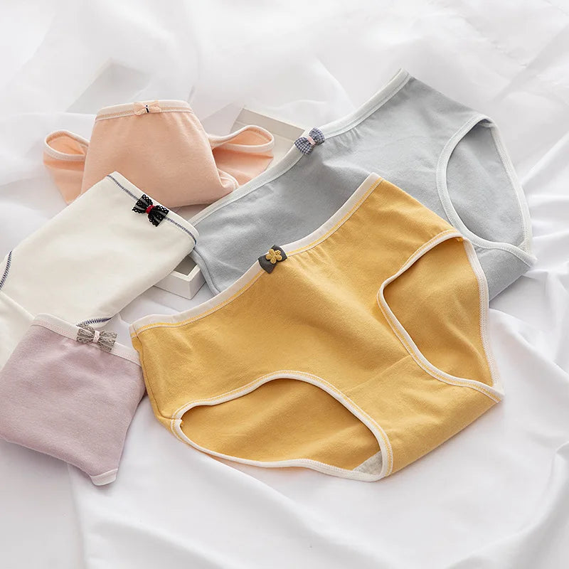 1Pc Cotton Panties Women's Comfort Breathable Underwear Low Waist Briefs Female Underpants Solid Color Sexy Lingerie M-XL