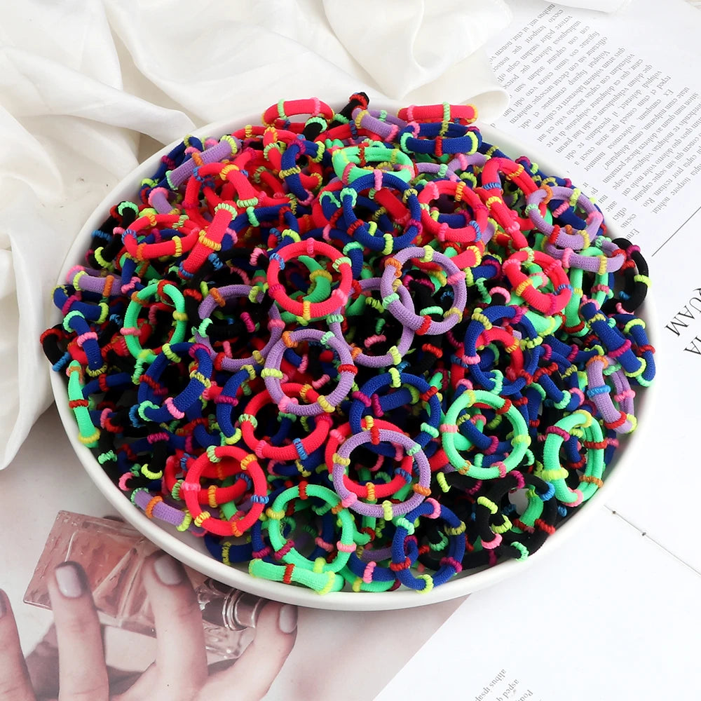 50/100Pcs/Lot Children Hair Bands Accessories Girl Candy Color Hair Ties Colorful Simple Rubber Band Ponytail Elastic Scrunchies
