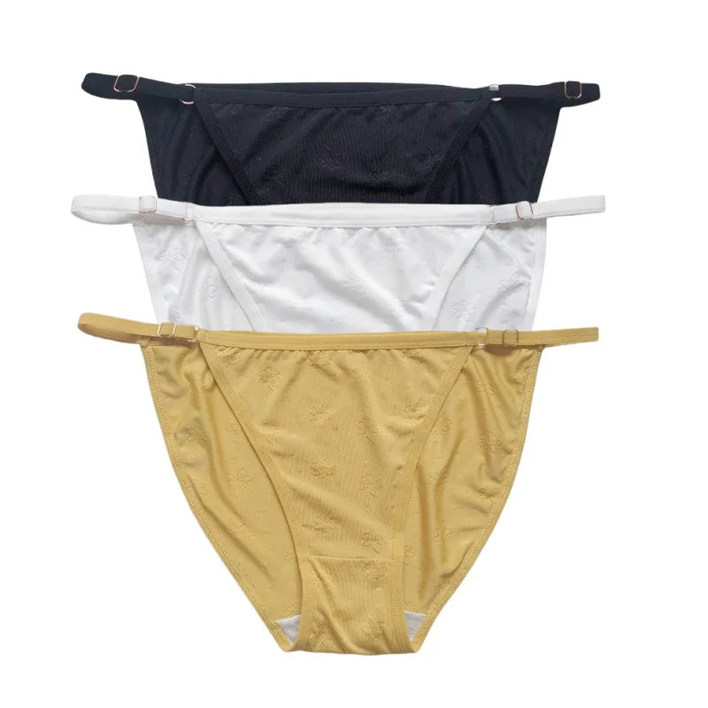 3Pcs/Set Ice Silk Panties Women Low Rise Briefs Breathable Brazilian Panty Solid Color Underwear Female Underpants Sexy Lingerie