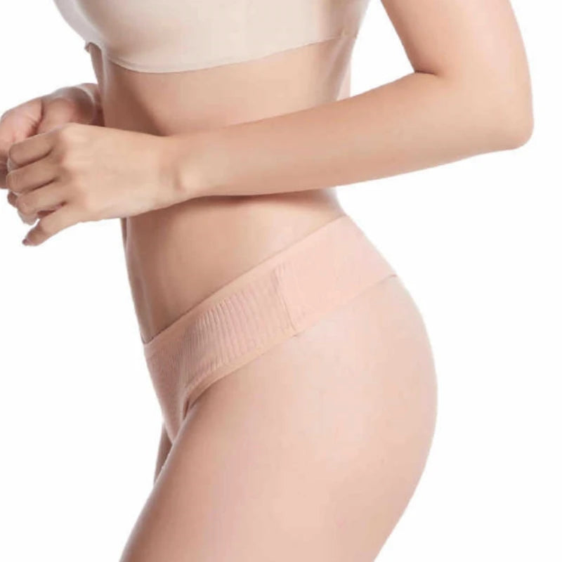4Pcs/Set Women Cotton Panties Sexy V Waist Thongs M-XXL G-string Female Underpants Solid Color Comfortable Girls Lingerie