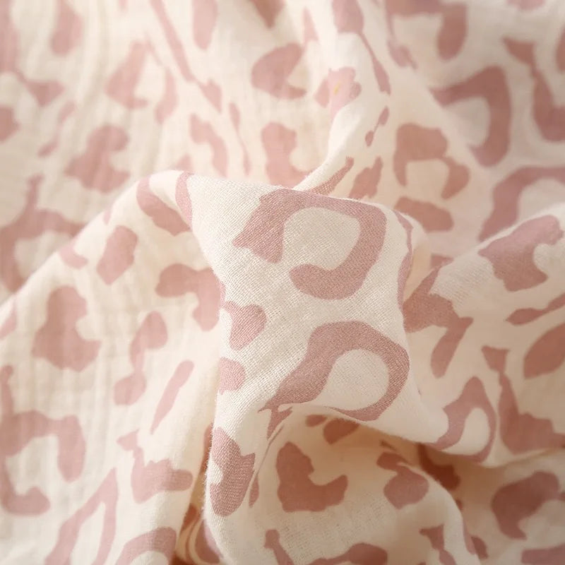 100% Cotton Gauze Women Pajama 3 Piece set European and American style Leopard Print Homewear Summer Women's Pajama Set