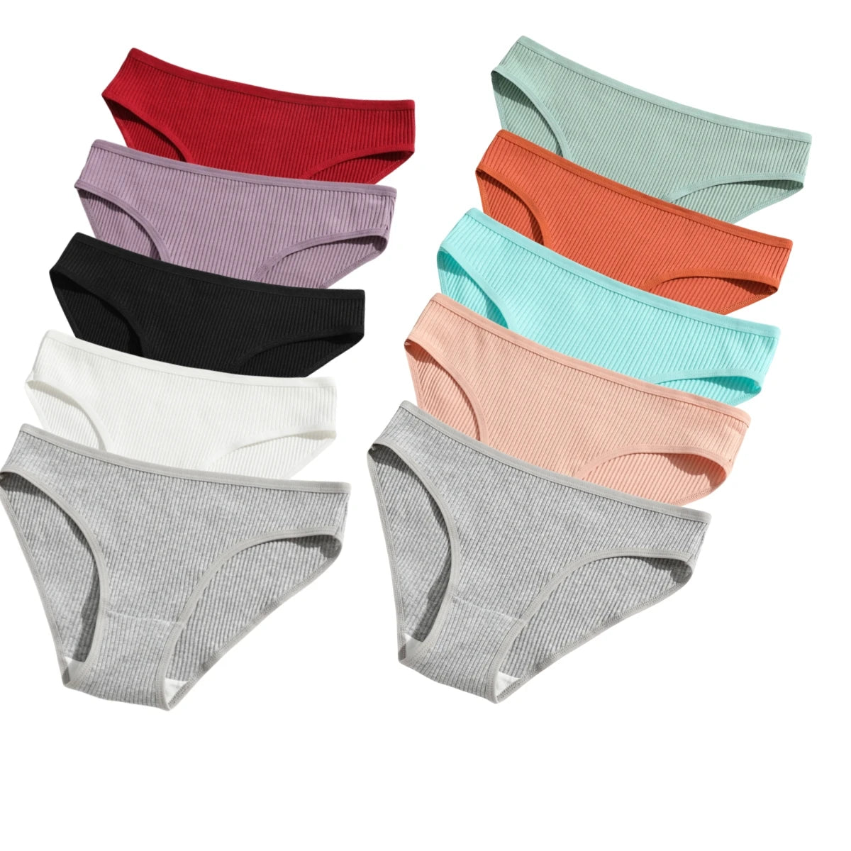 10Pcs/Set Cotton Briefs Breathable Panties Women Low Waist Briefs Sports Solid Color Seamless Underwear Female Underpants S-XXL