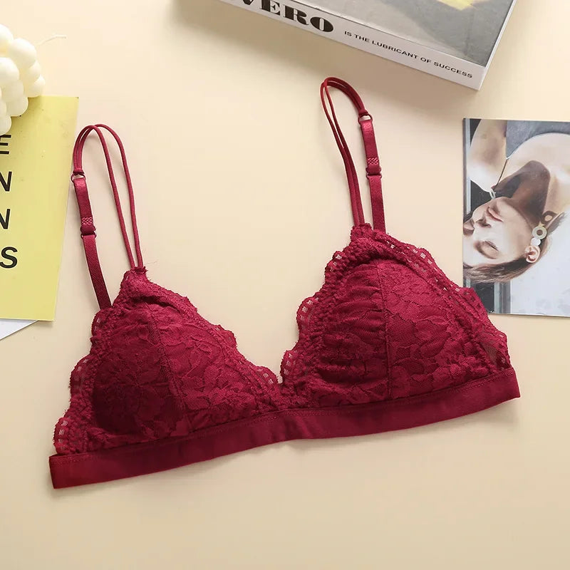 Lace Bralette Women Push Up Bra Non-wire Underwear 1/3 Cup Solid Color Padded Bra Sexy Lingerie Feamle Comfy Intimates