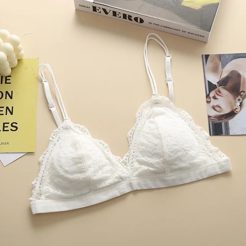 Lace Bralette Women Push Up Bra Non-wire Underwear 1/3 Cup Solid Color Padded Bra Sexy Lingerie Feamle Comfy Intimates