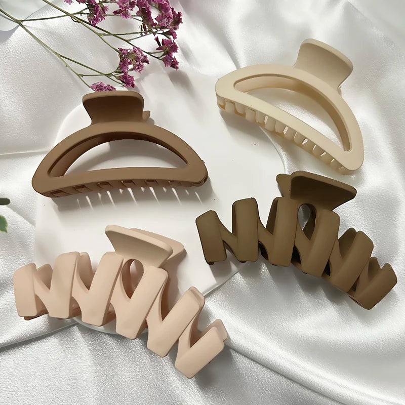 High Women Hair Claw Clips Korea Coffee Beige Acrylic Large Hair Claw Hairpin Geometric Barrettes Crab Girl Headwear Hair Accessories
