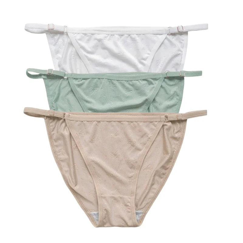 3Pcs/Set Ice Silk Panties Women Low Rise Briefs Breathable Brazilian Panty Solid Color Underwear Female Underpants Sexy Lingerie