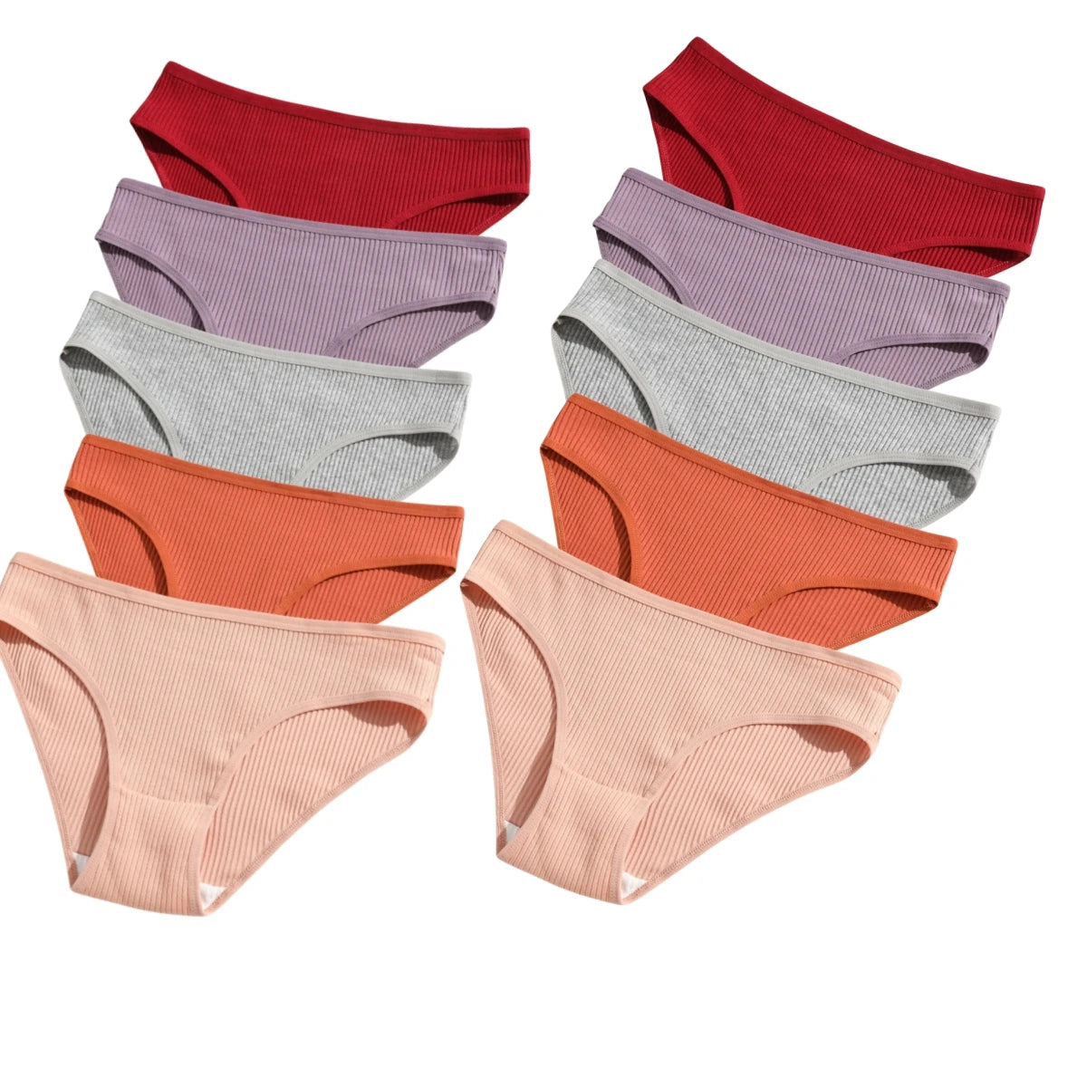 10Pcs/Set Cotton Briefs Breathable Panties Women Low Waist Briefs Sports Solid Color Seamless Underwear Female Underpants S-XXL
