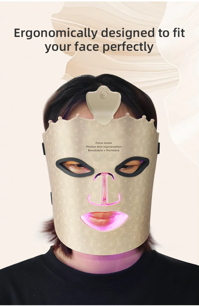 LED Photon Beauty Infrared Mask Instrument USB Electronic Mask Rejuvenation Lightens Fine Lines Brighten Skin Tone Repair Skin