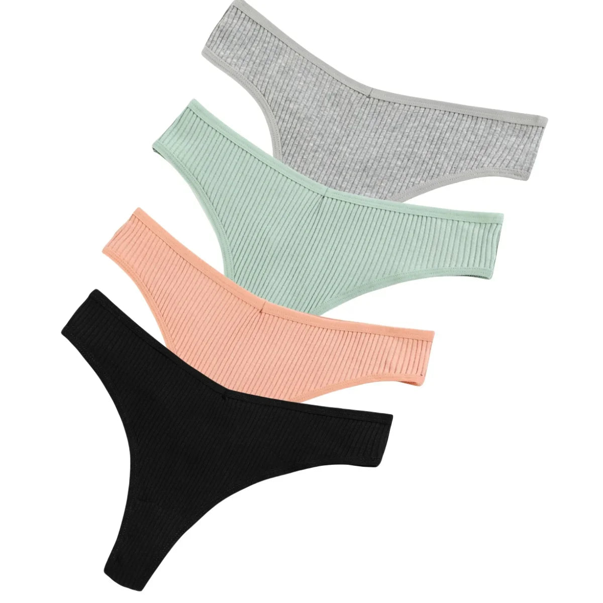 4Pcs/Set Women Cotton Panties Sexy V Waist Thongs M-XXL G-string Female Underpants Solid Color Comfortable Girls Lingerie
