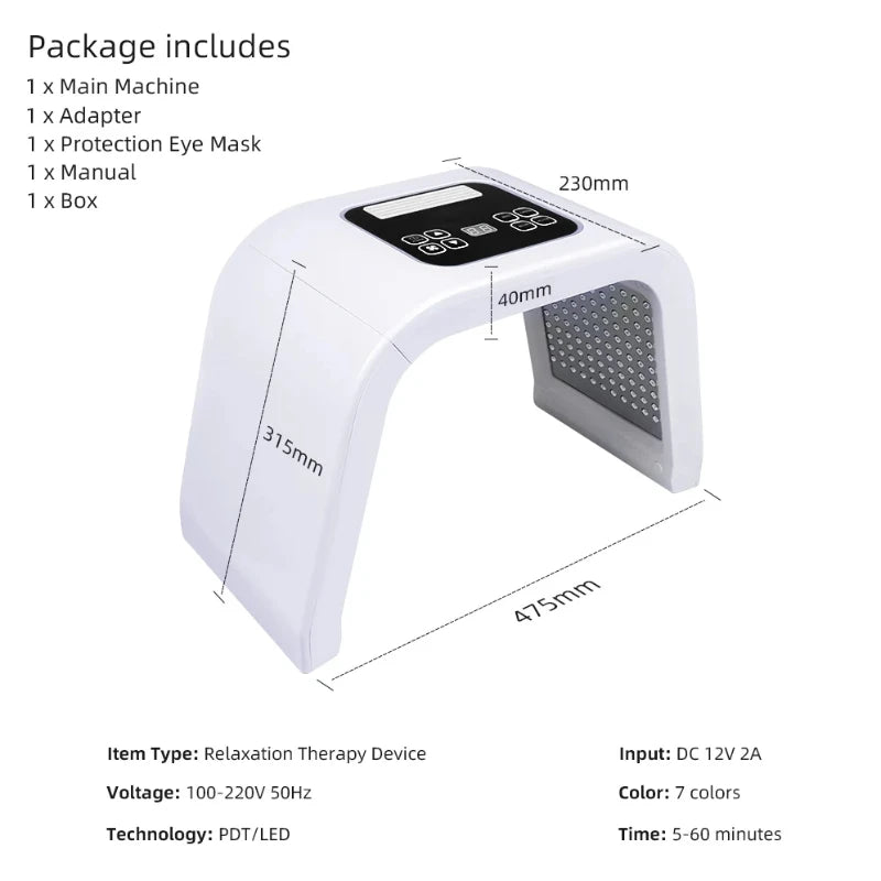 7 Color LED Photon Machine Threapy Face&Body Mask Machine Salon Home Use Rejuvenation Acne SPA Home Use Skin Care anti-wrinkle