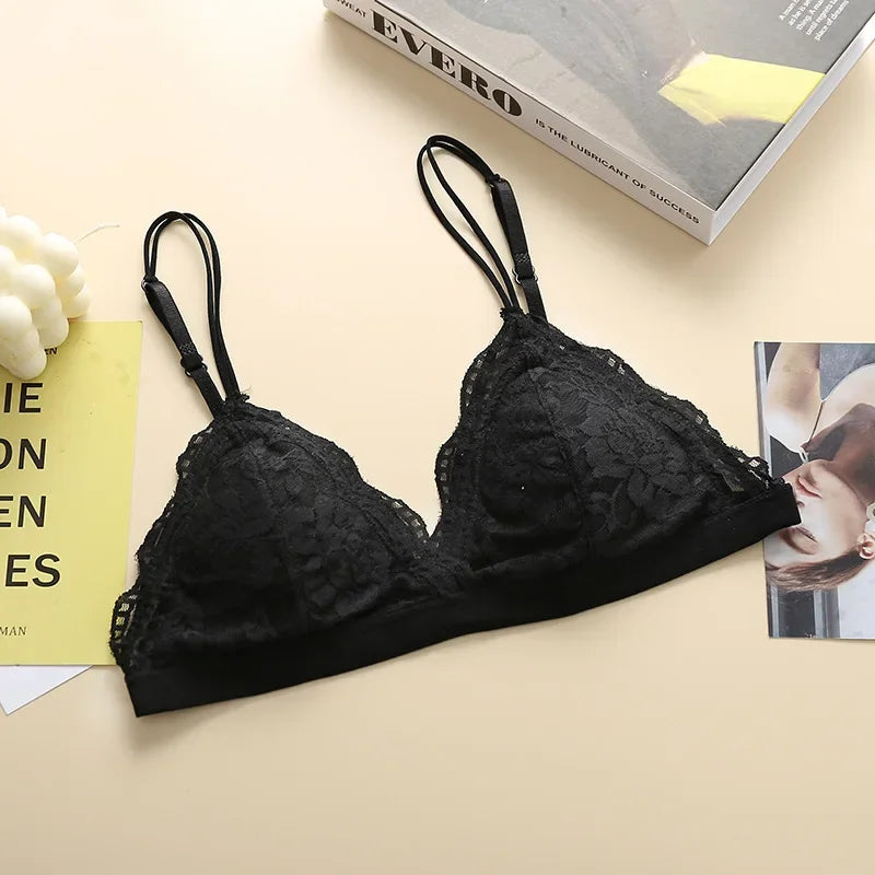 Lace Bralette Women Push Up Bra Non-wire Underwear 1/3 Cup Solid Color Padded Bra Sexy Lingerie Feamle Comfy Intimates