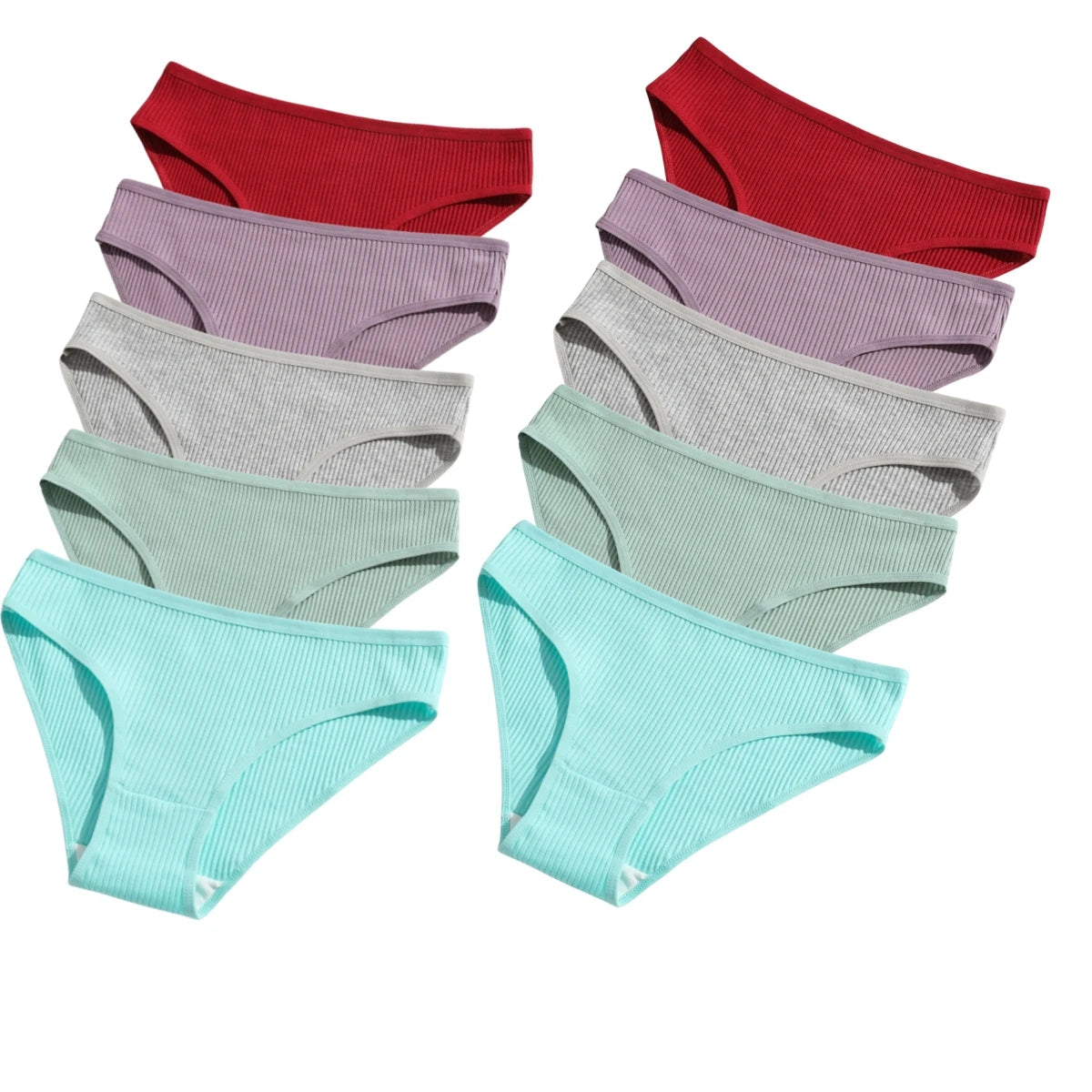 10Pcs/Set Cotton Briefs Breathable Panties Women Low Waist Briefs Sports Solid Color Seamless Underwear Female Underpants S-XXL