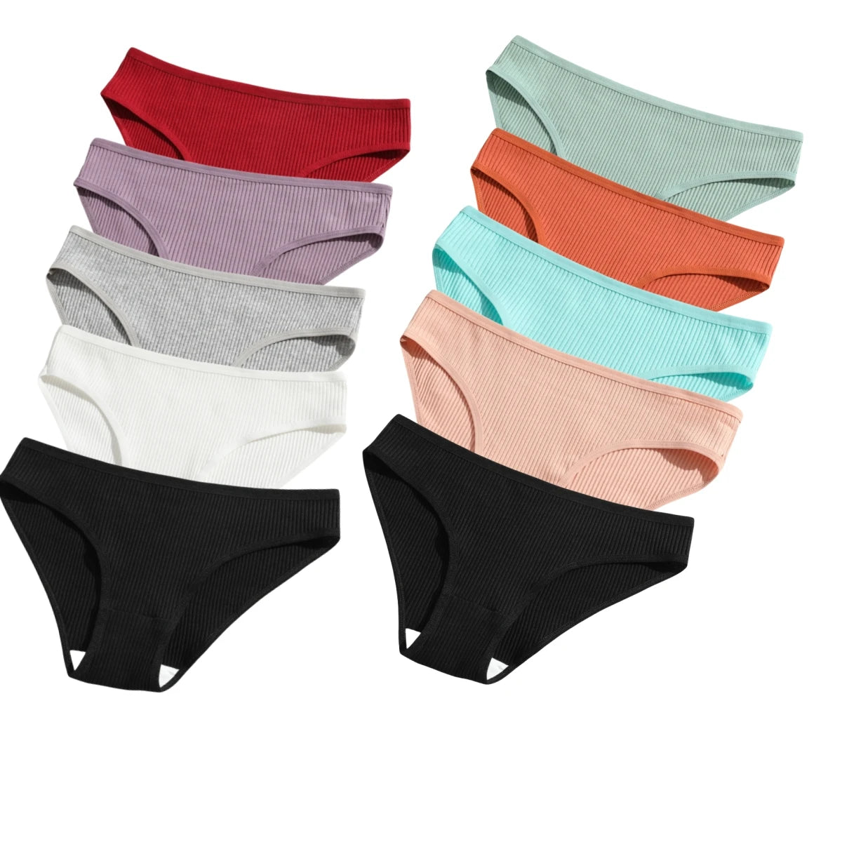 10Pcs/Set Cotton Briefs Breathable Panties Women Low Waist Briefs Sports Solid Color Seamless Underwear Female Underpants S-XXL