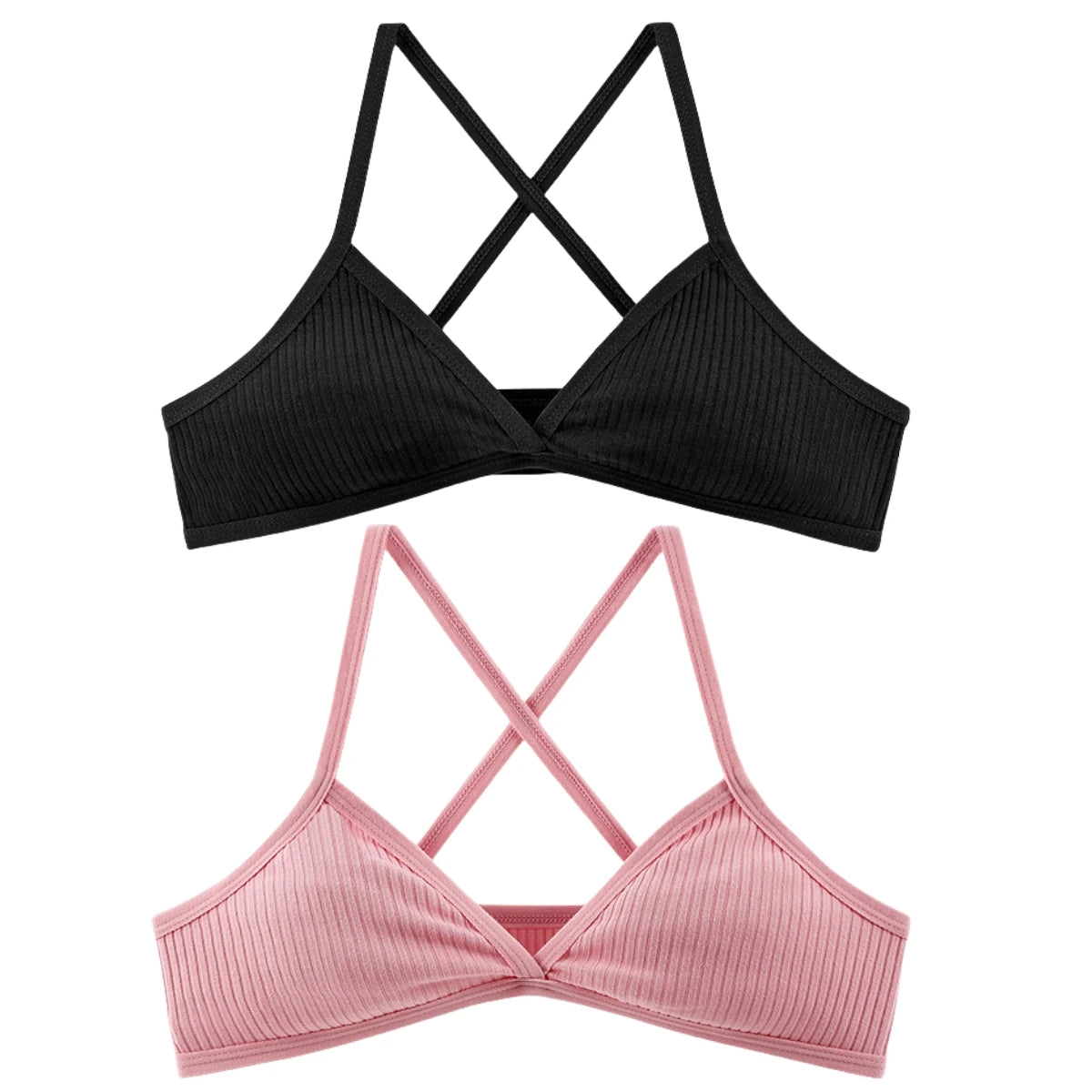 2Pcs/Set V-neck Push Up Bras For Women 1/3 Cup Bra Without Pads Sexy Lingerie Breathable Wireless Underwear