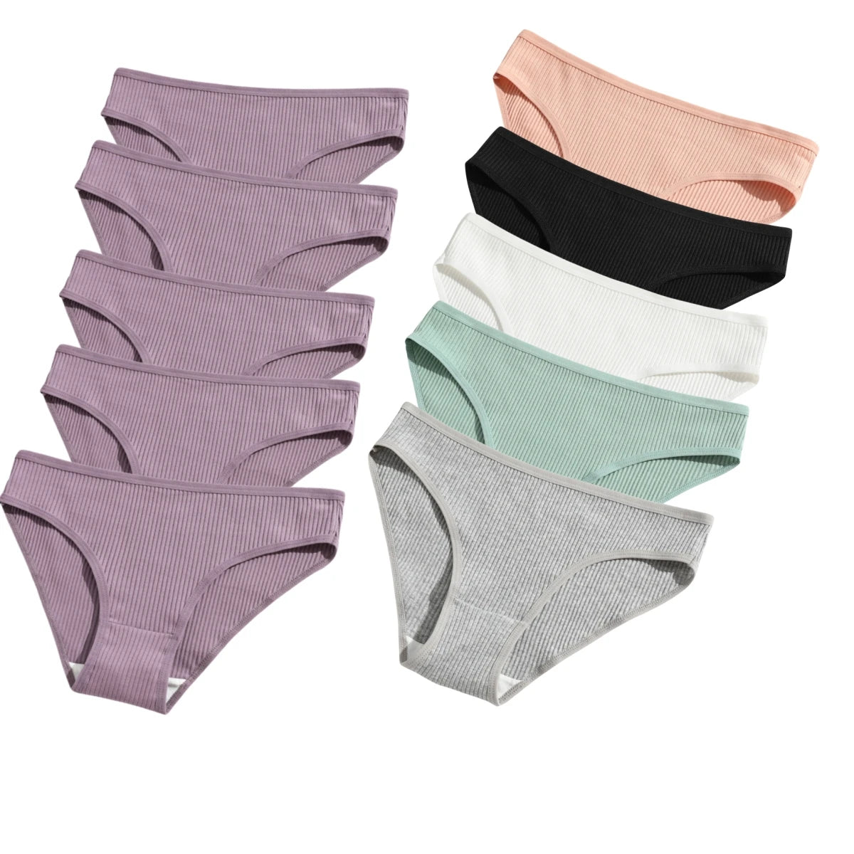 10Pcs/Set Cotton Briefs Breathable Panties Women Low Waist Briefs Sports Solid Color Seamless Underwear Female Underpants S-XXL