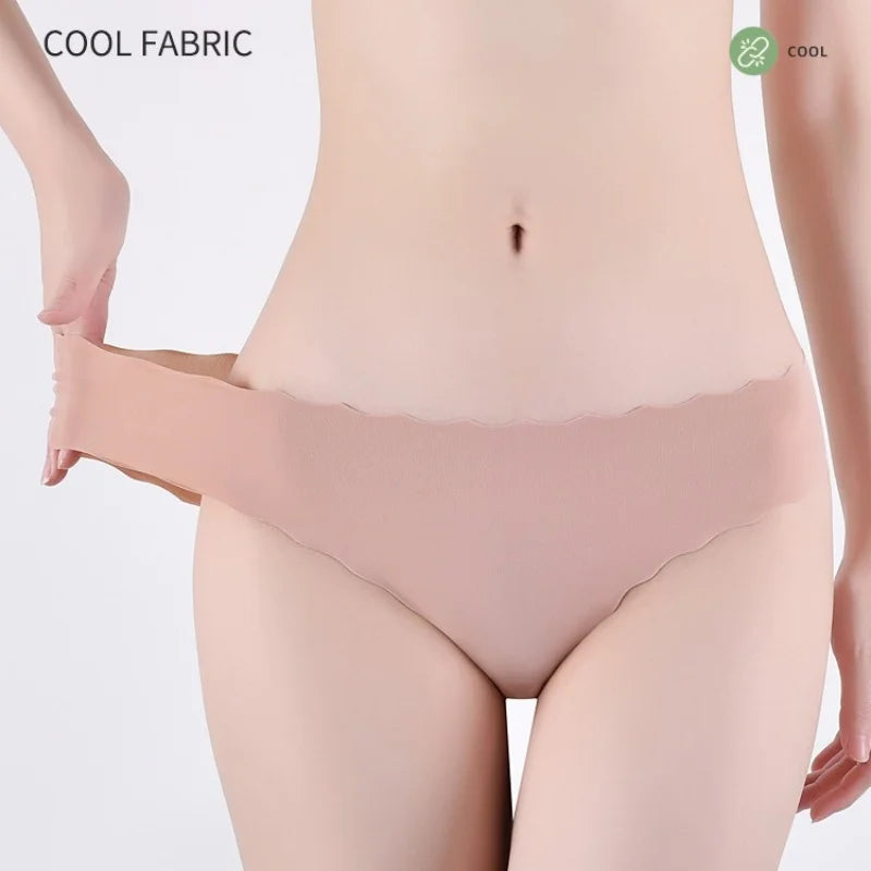 3Pcs/Set Ice Silk Panties Women Low Rise Briefs Female Underpants Glossy Invisible Underwear Sexy Lingerie XS-XL Bottoms Panties