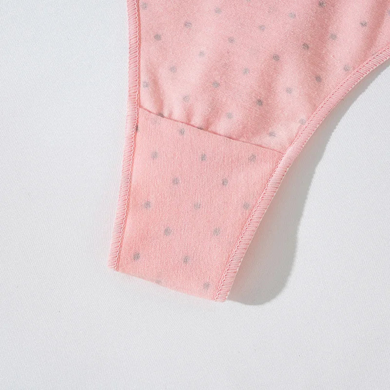 Women's Thongs Low-Rise Cotton Panties Sexy Underwear Dot Pattern G-string Female Thong Panties Girl Intimate