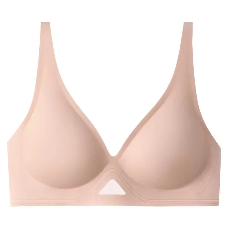 V-Neck Seamless Bras For Women Non-wire Push Up Bra With Pads U-back Brasiere Invisible Underwear Breathable Mesh Sexy Lingerie