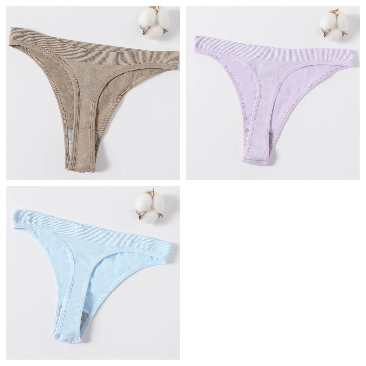 3Pcs/Set Seamless G-string Women Panties Sexy Thongs High Waist Underwear Female Underpants Sports Solid Bottom Sexy Lingerie