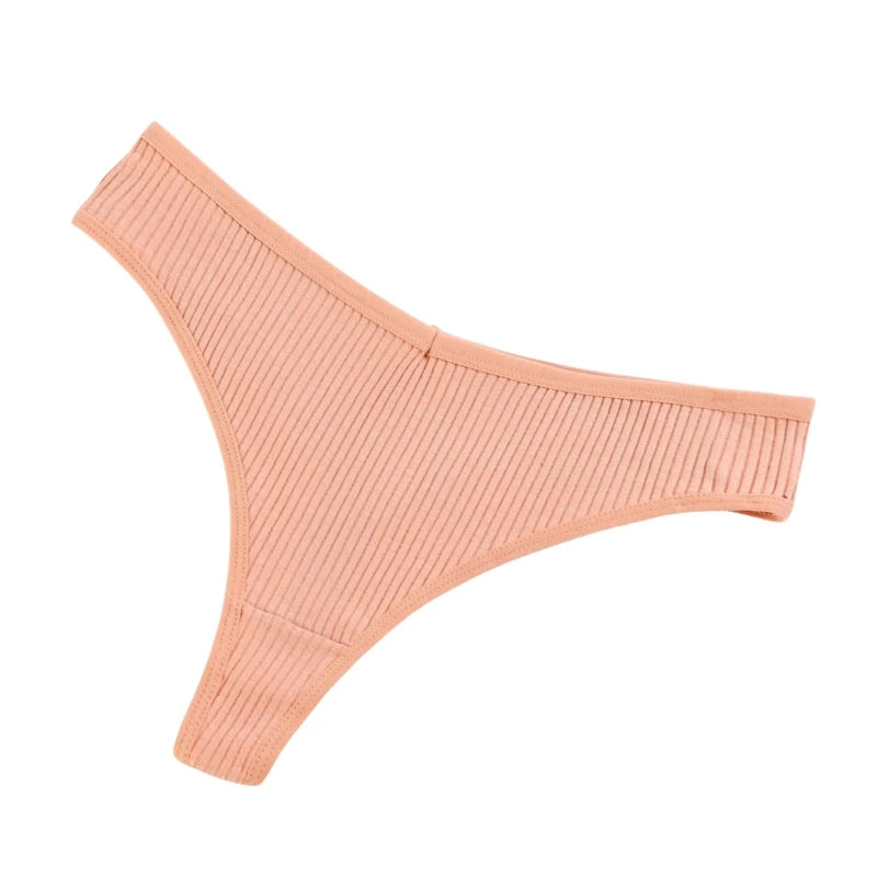 4Pcs/Set Women Cotton Panties Sexy V Waist Thongs M-XXL G-string Female Underpants Solid Color Comfortable Girls Lingerie