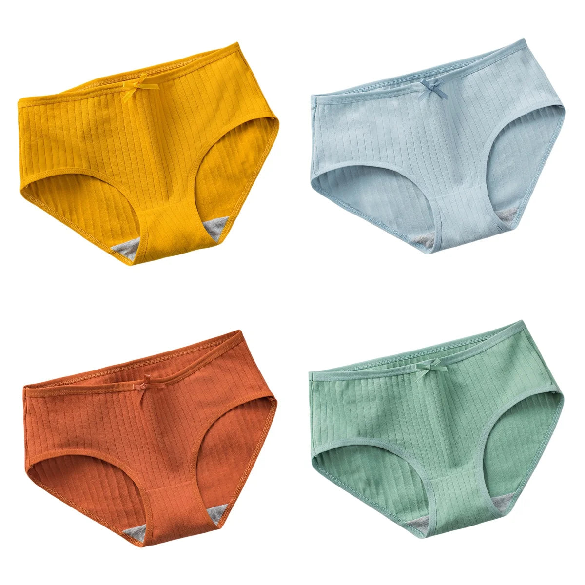 4Pcs/Set Women's Cotton Panties Low Waist Briefs Comfortable Breathable Underwear Sexy Lingerie Underpants Intimates