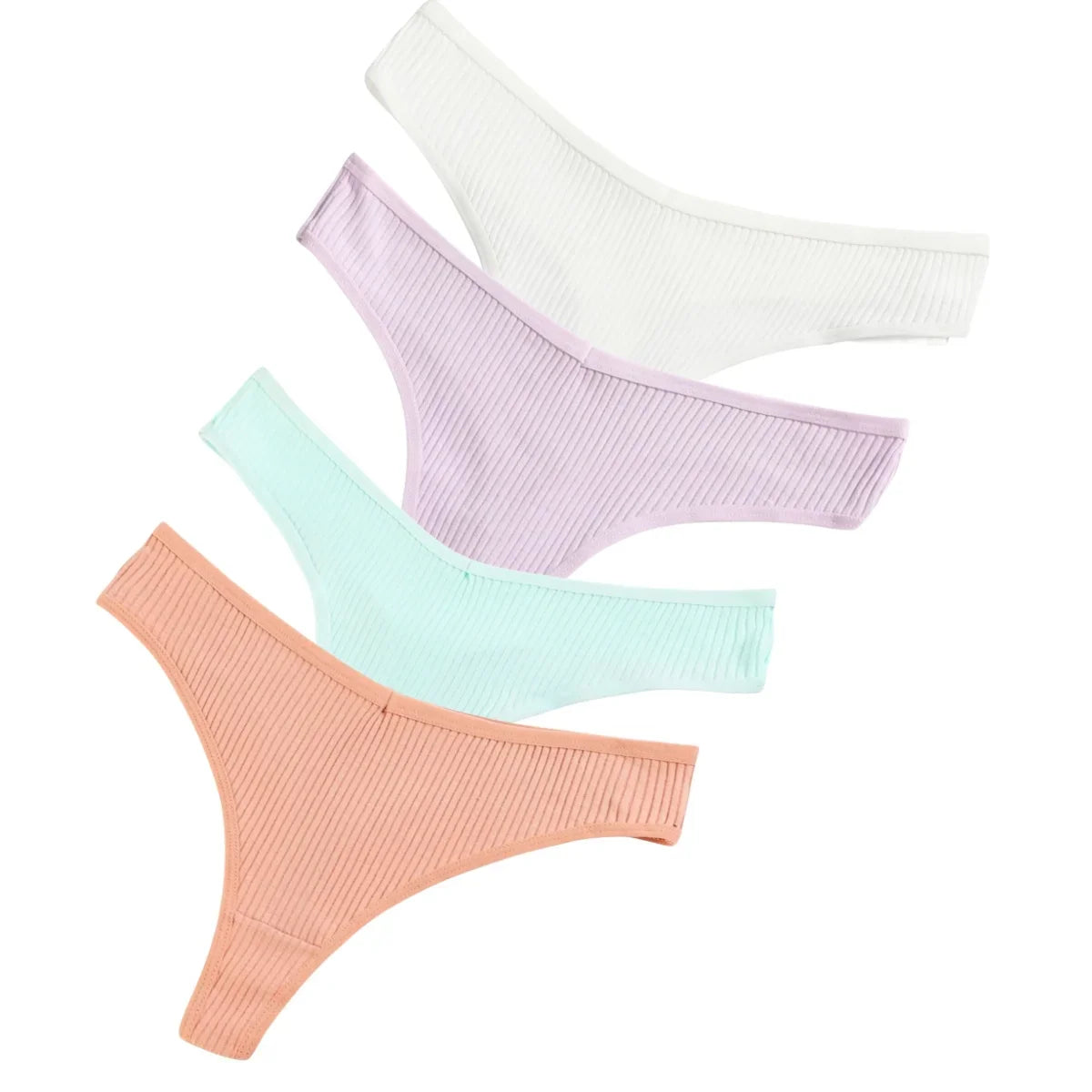 4Pcs/Set Women Cotton Panties Sexy V Waist Thongs M-XXL G-string Female Underpants Solid Color Comfortable Girls Lingerie