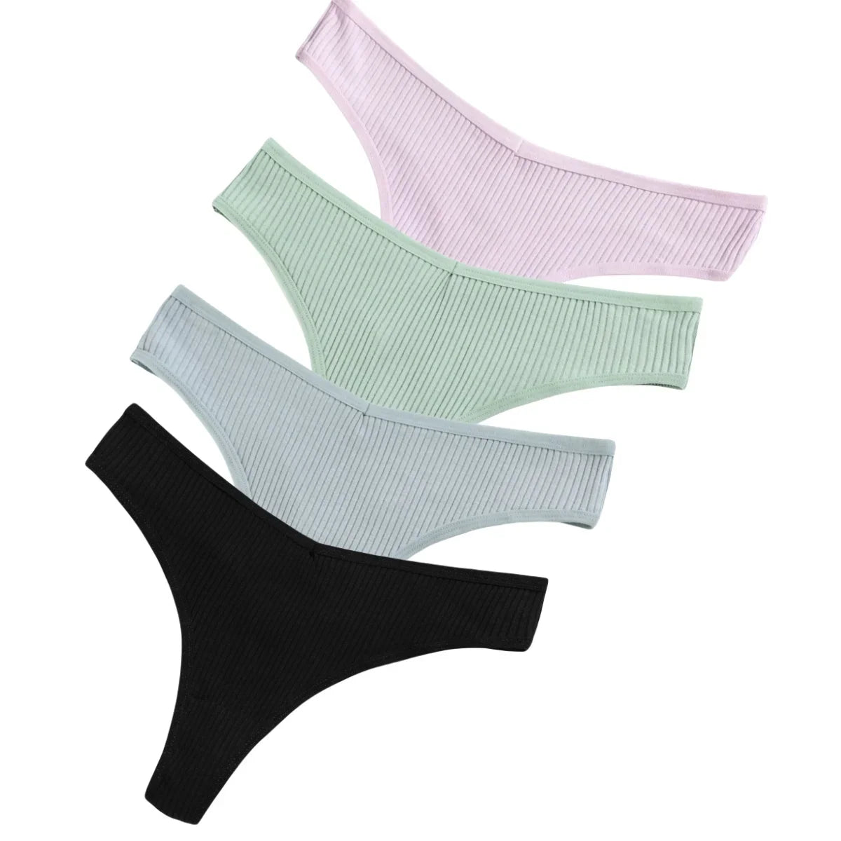 4Pcs/Set Women Cotton Panties Sexy V Waist Thongs M-XXL G-string Female Underpants Solid Color Comfortable Girls Lingerie