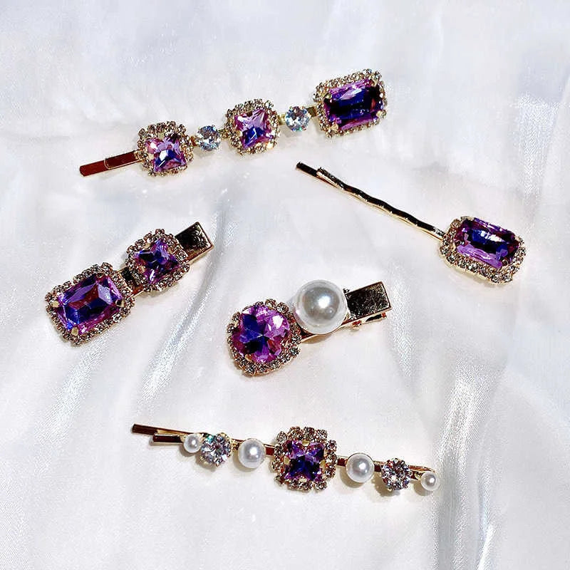 1 Set Women Hair Clips Headwear Jewelry Fashion Crystal Hair Accessories for Girls Luxury Pearl Barrettes Pins Christmas Gift