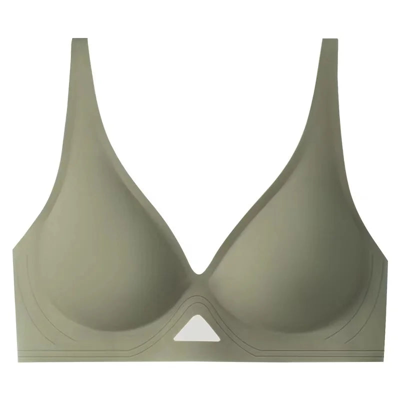 V-Neck Seamless Bras For Women Non-wire Push Up Bra With Pads U-back Brasiere Invisible Underwear Breathable Mesh Sexy Lingerie