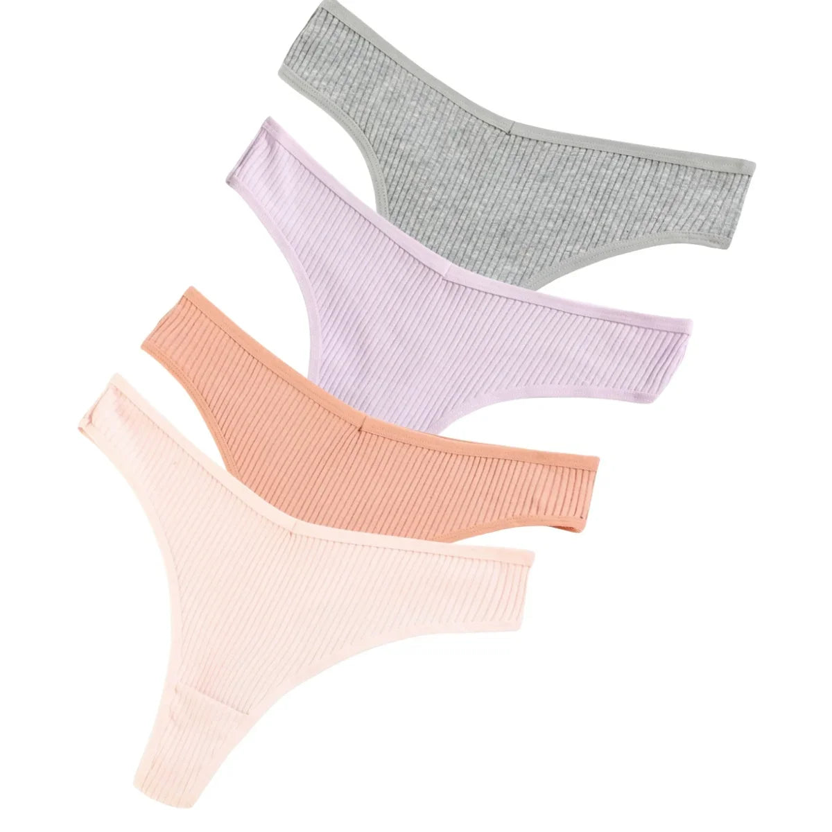 4Pcs/Set Women Cotton Panties Sexy V Waist Thongs M-XXL G-string Female Underpants Solid Color Comfortable Girls Lingerie