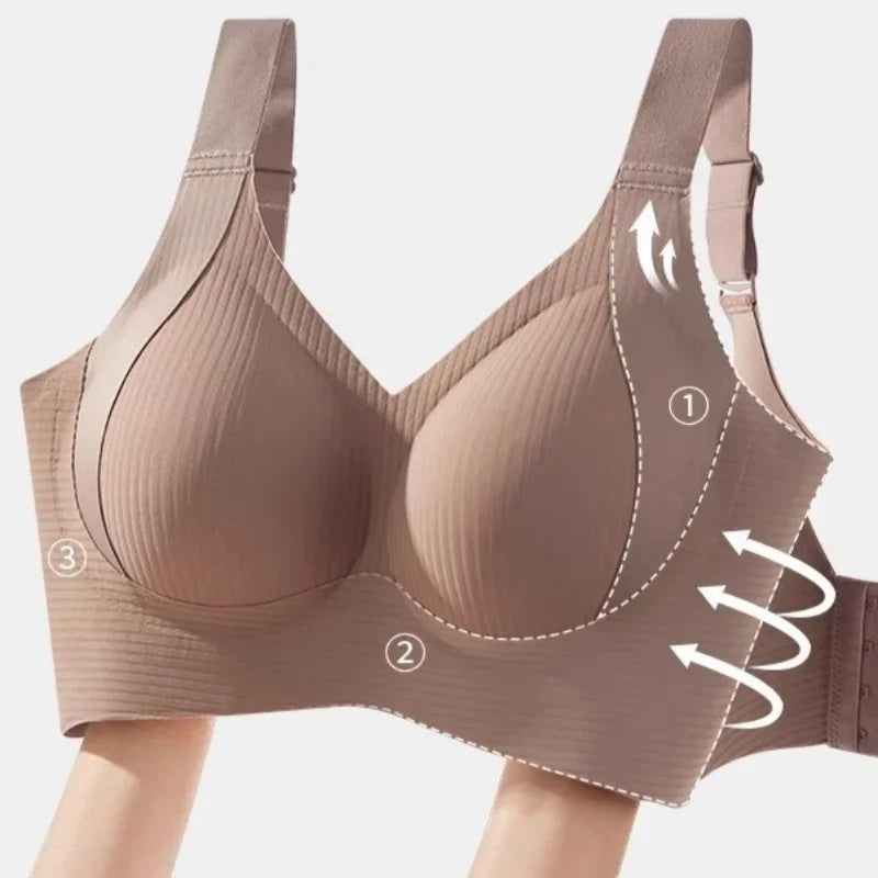 Push-Up Bras For Women Non-wire Padded Bra Seamless Underwear V-neck Tops B Cup Sexy Lingerie Adjust Wide Straps Intimates M-4XL