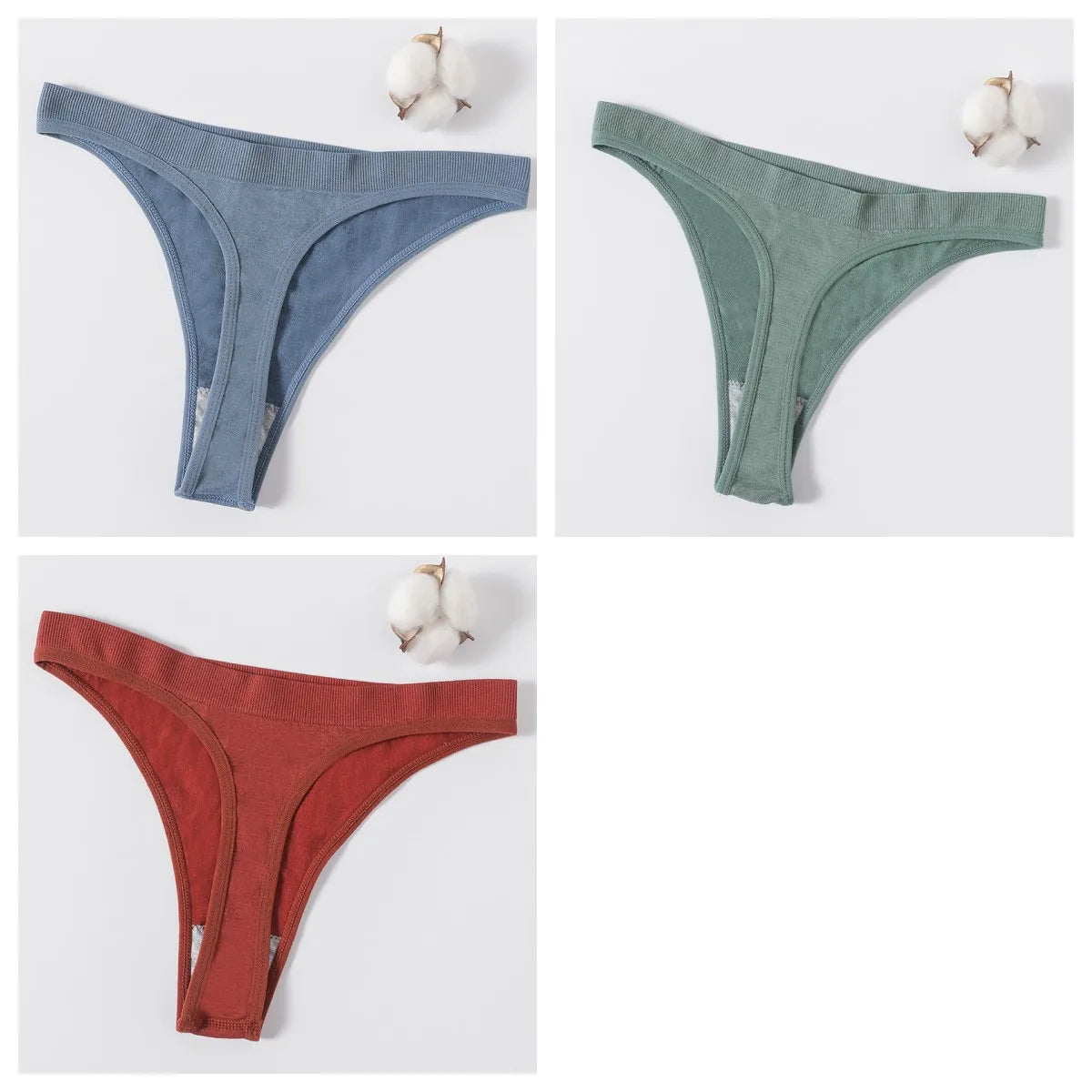 3Pcs/Set Sexy G-strings Women Brazilian Panties High Rise Female Underpants Sexy Lingerie Seamless Sports Thongs Underwear