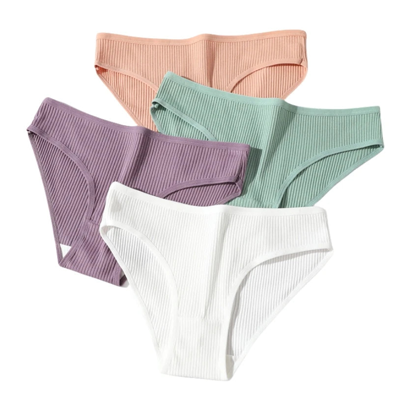 10Pcs/Set Cotton Briefs Breathable Panties Women Low Waist Briefs Sports Solid Color Seamless Underwear Female Underpants S-XXL