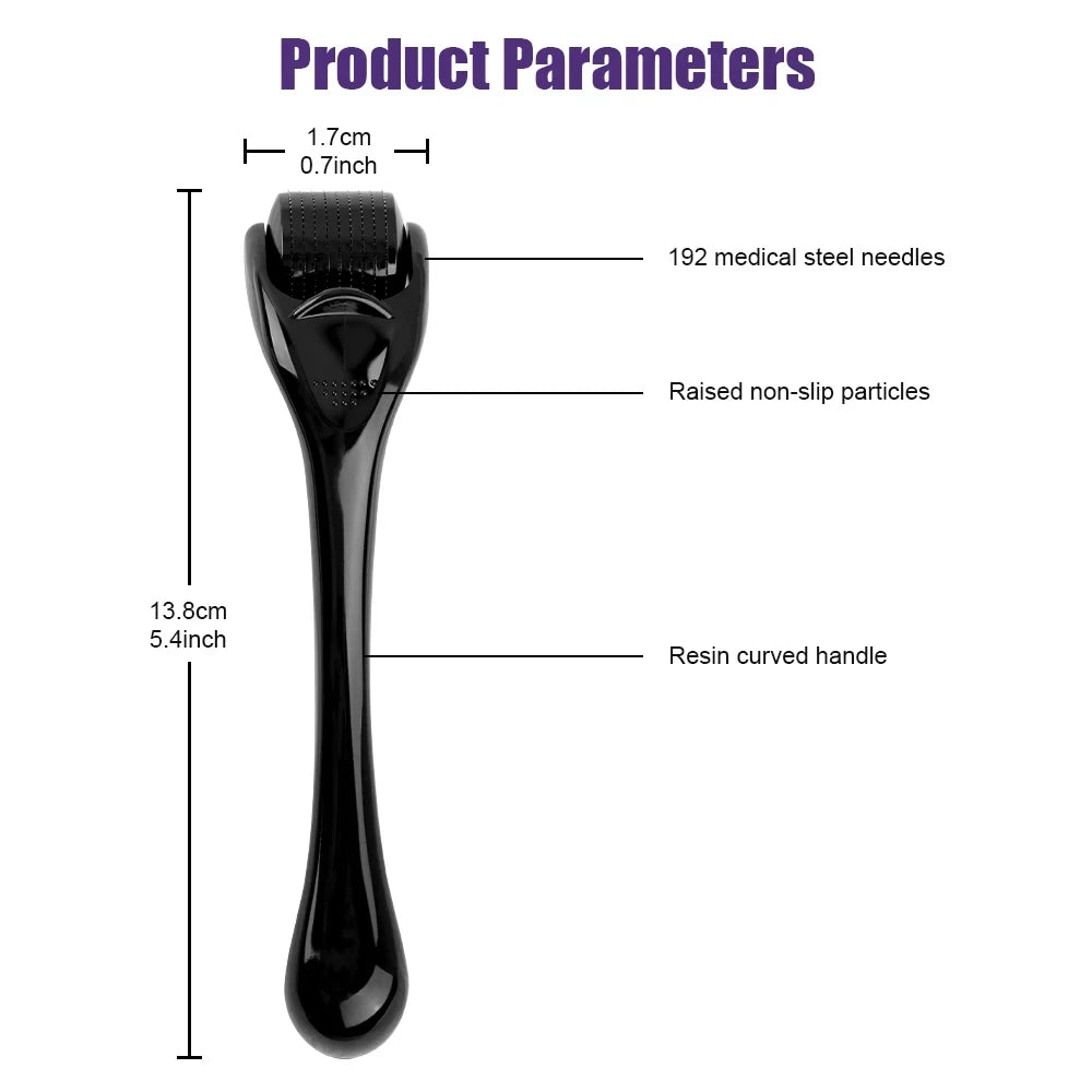 Luxury Black Derma Roller Face Massager Scalp Beard Growth Hair Growth Skin Care Tool Beauty Instrument For Women and Man
