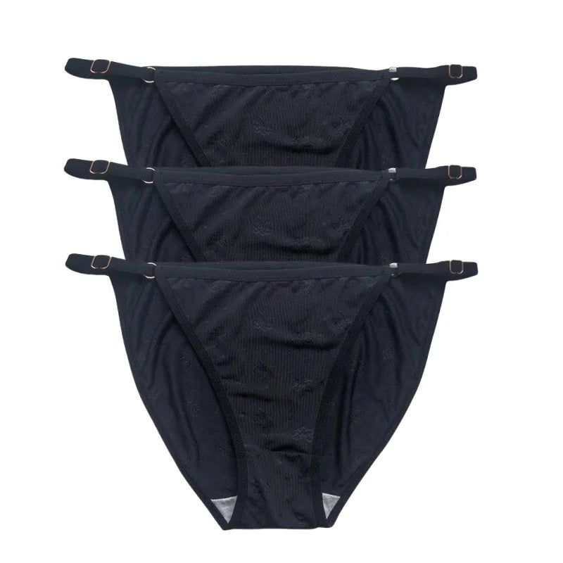 3Pcs/Set Ice Silk Panties Women Low Rise Briefs Breathable Brazilian Panty Solid Color Underwear Female Underpants Sexy Lingerie