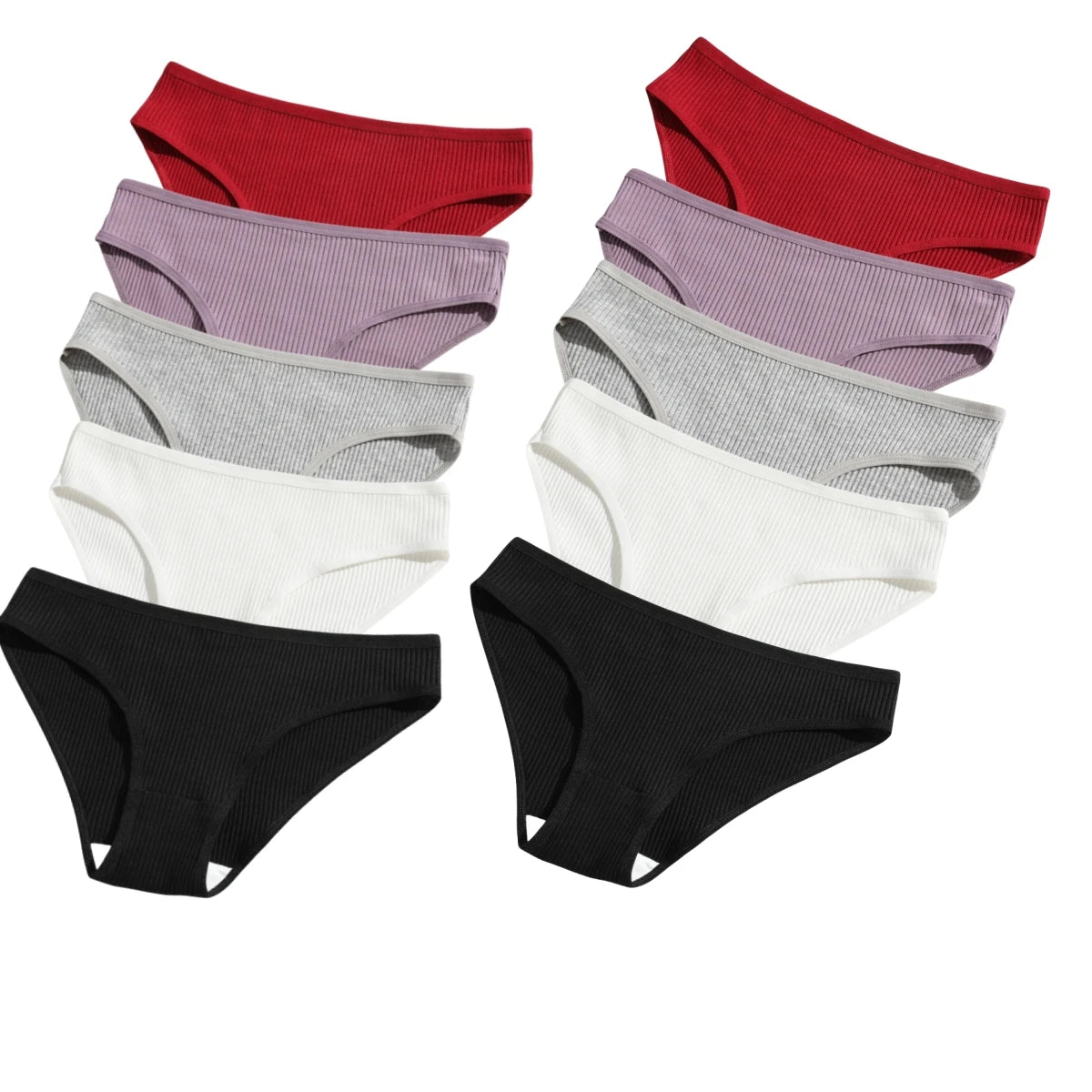 10Pcs/Set Cotton Briefs Breathable Panties Women Low Waist Briefs Sports Solid Color Seamless Underwear Female Underpants S-XXL