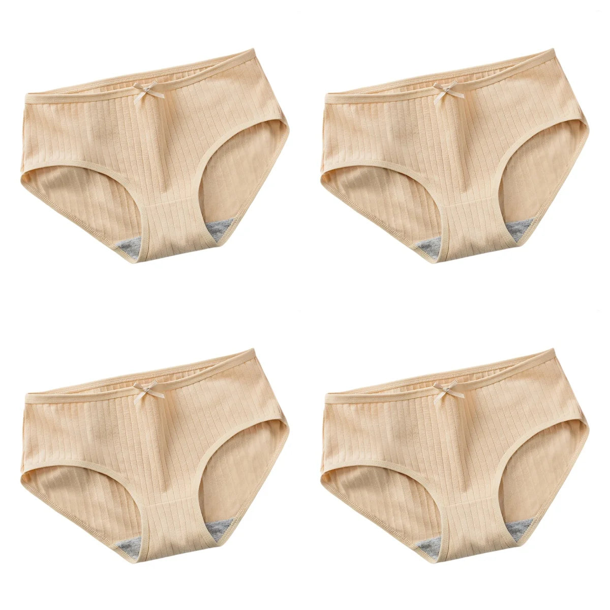 4Pcs/Set Women's Cotton Panties Low Waist Briefs Comfortable Breathable Underwear Sexy Lingerie Underpants Intimates