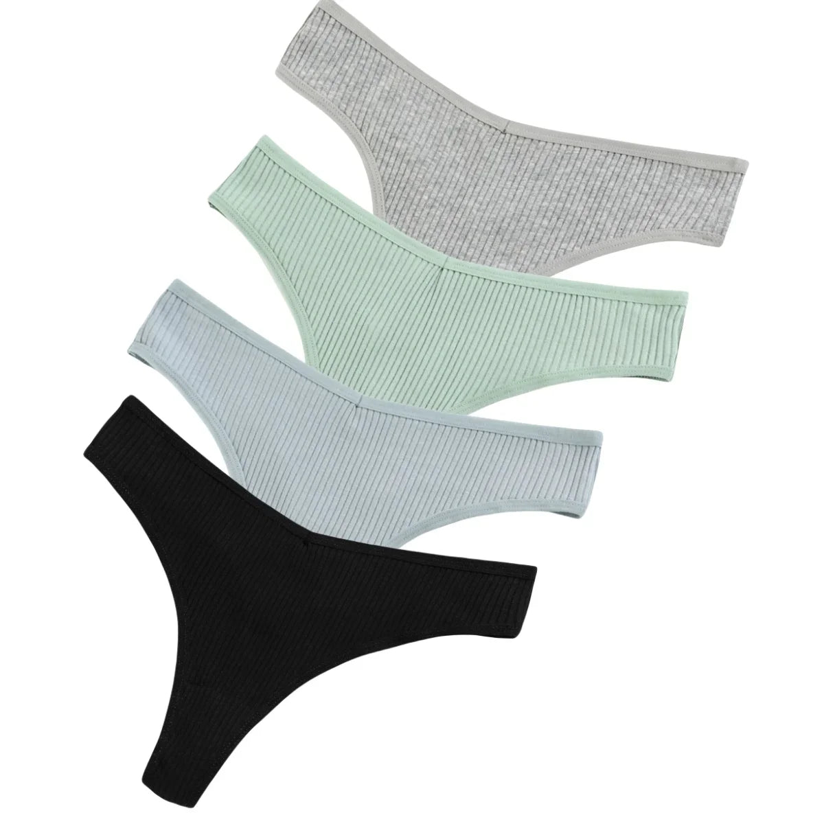 4Pcs/Set Women Cotton Panties Sexy V Waist Thongs M-XXL G-string Female Underpants Solid Color Comfortable Girls Lingerie