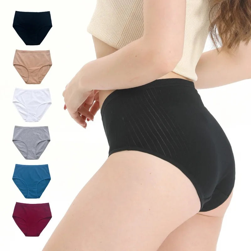 3Pcs/Set Women High Waist Panties Cotton Briefs Underwear Solid Color Female Sexy Lingerie M-XXL Breathable Comfort Underpants