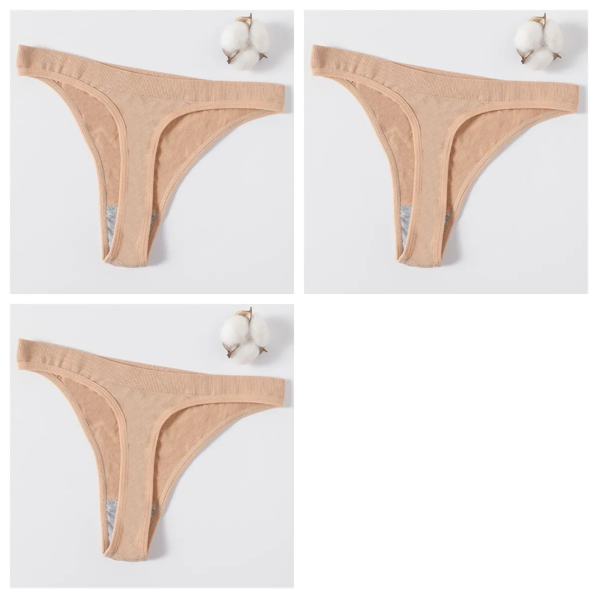 3Pcs/Set Sexy G-strings Women Brazilian Panties High Rise Female Underpants Sexy Lingerie Seamless Sports Thongs Underwear