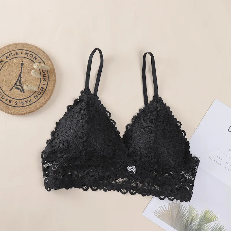 Floral Lace Bra Non-Wire Bralette Push Up Bras For Women V-neck Brassiere Female Padded Underwear Sexy Lingerie Intimates